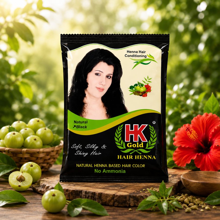 HK Gold Hair Henna Natural Black